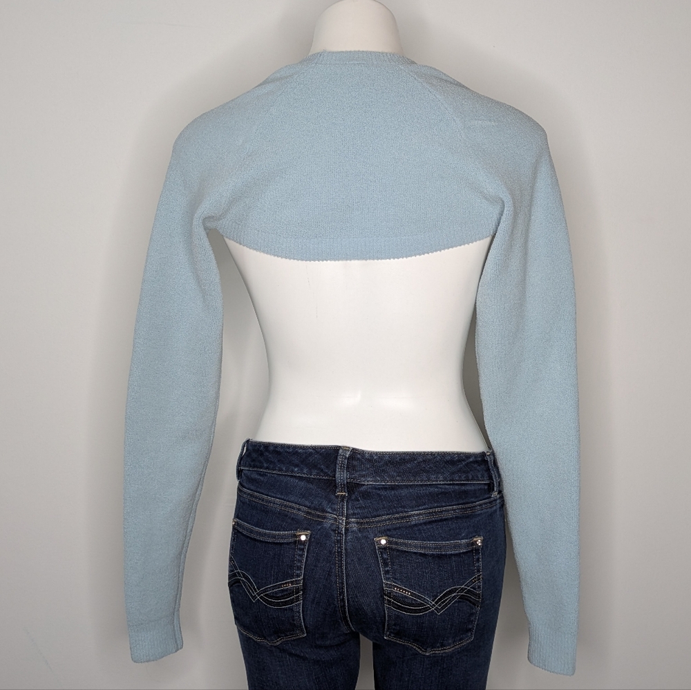 Skims light blue fuzzy soft cozy shrug sweater L